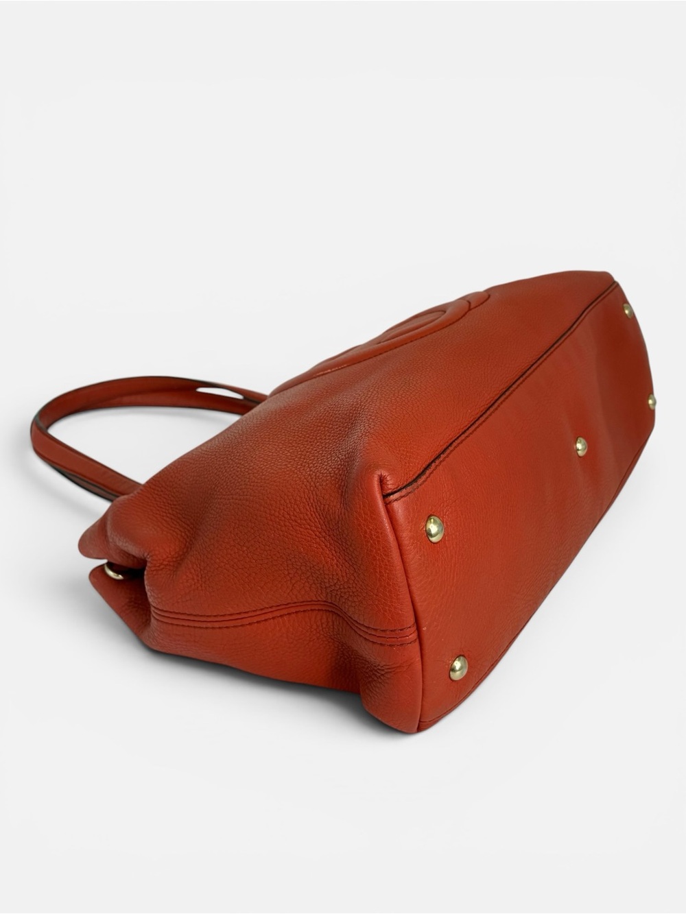 Gucci Orange-Red Pebbled Leather Shoulder Tote - Picture 6 of 13